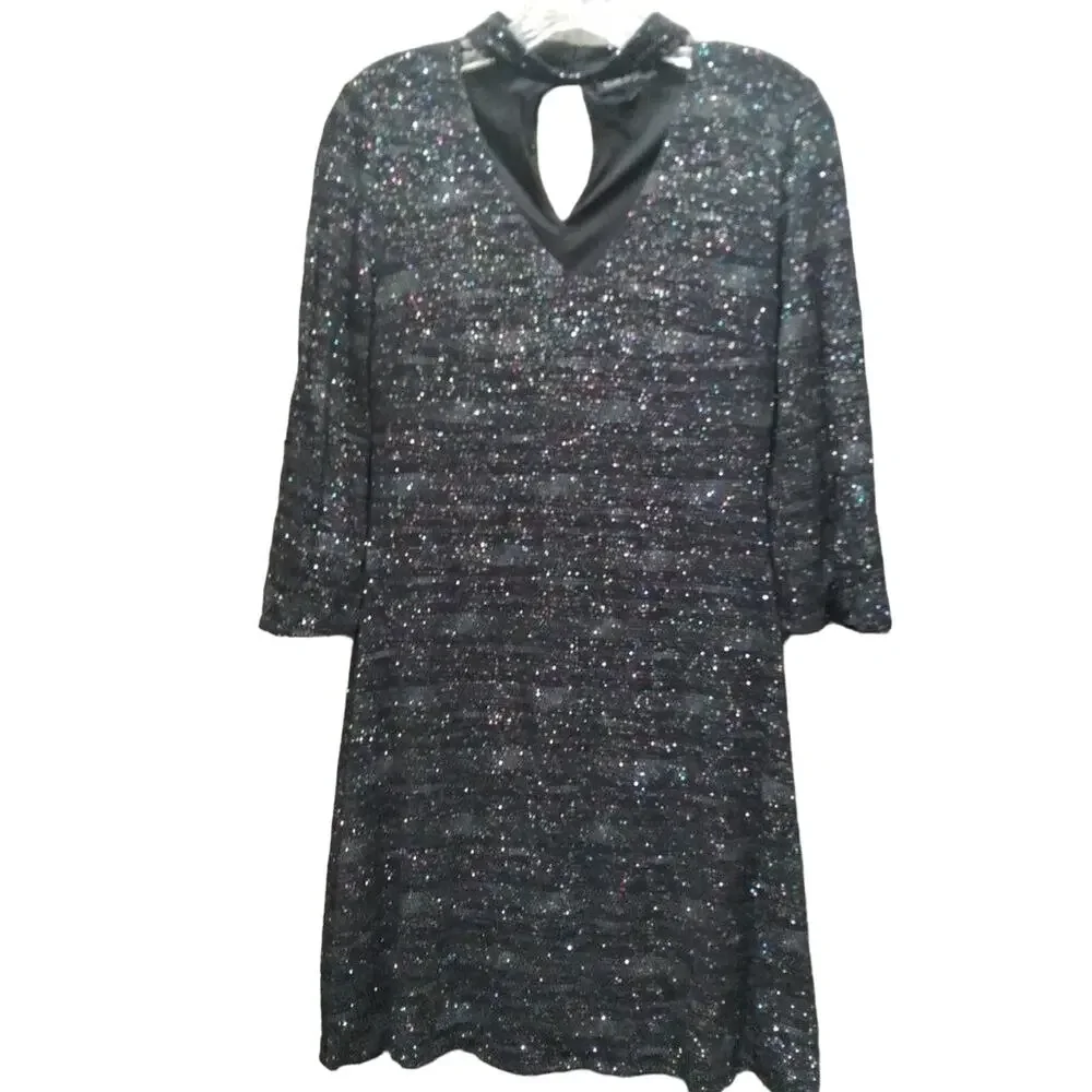 CLOTH & PEOPLE Glittery Cut-Out Dress Size S – Black/Glitter